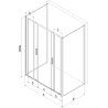 Mexen Exo-3S 3-seitige Duschkabine, verschiebbar 180 x 70 cm, transparent, schwarz - 8152-180-070-70-00-3S