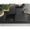 Mexen Leo fregadero de granito de 1 compartimento con escurridor y grifo de cocina Rita, negro - 6501-77-670300-70-B