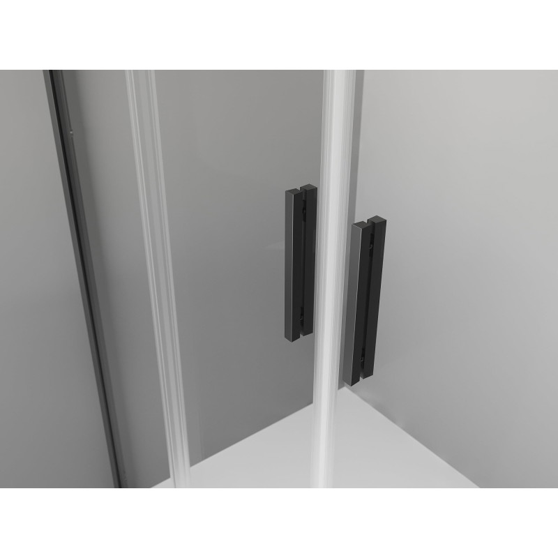 Mexen Exo-S Duo 3S kabina prysznicowa 3-ścienna rozsuwana 130 x 100 cm, transparent, czarna - 8152-130-100-70-00-3S