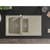 Mexen Matias Granitspüle 1,5-Becken mit Abtropffläche und Küchenarmatur Rita, beige - 6502-69-670300-00