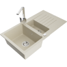 Mexen Matias granieten spoelbak 1,5-kamer met afdruipvlak en keukenmengkraan Rita, beige - 6502-69-670300-00
