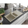 Mexen Matias Granitspüle 1,5-fach mit Abtropffläche und Küchenarmatur Rita, beige - 6502-69-670300-69