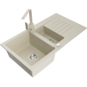 Mexen Matias Granitspüle 1,5-becken mit Abtropffläche und Küchenarmatur Rita, Beige - 6502-69-670300-69