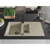 Mexen Matias granitische spoelbak 1,5 compartimenten met afdruiprek en keukenkraan Rita, beige - 6502-69-670300-70