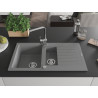 Mexen Matias fregadero de granito de 1.5 cubetas con escurridor y grifo de cocina Rita, gris - 6502-71-670300-00