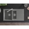Mexen Matias 1.5-bowl granite sink with drainer and Rita kitchen faucet, gray - 6502-71-670300-00
