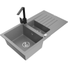 Mexen Matias 1.5-bowl granite sink with drainer and Rita kitchen tap, grey - 6502-71-670300-70
