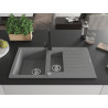 Mexen Matias fregadero de granito de 1,5 cubetas con escurridor y grifo de cocina Rita, gris - 6502-71-670300-70