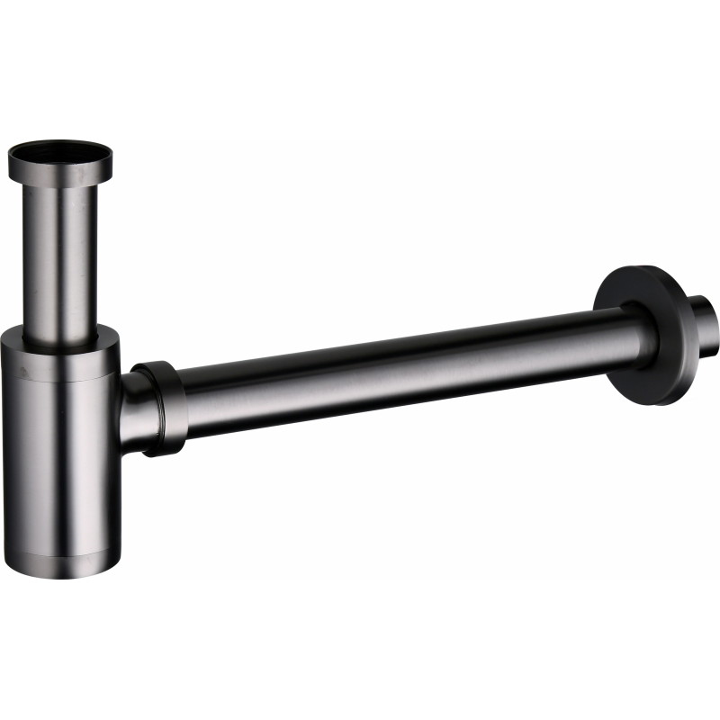 Mexen semisifón de lavabo redondo, gris pistola cepillado - 79950-66