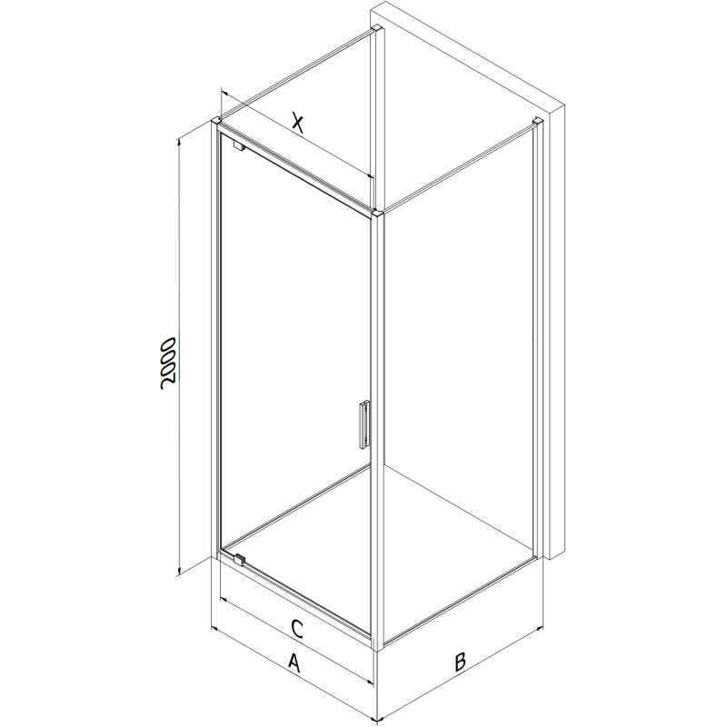 Mexen Exo-3S kabina prysznicowa 3-ścienna uchylna 80 x 90 cm, transparent, czarna - 8181-080-090-70-00-3S