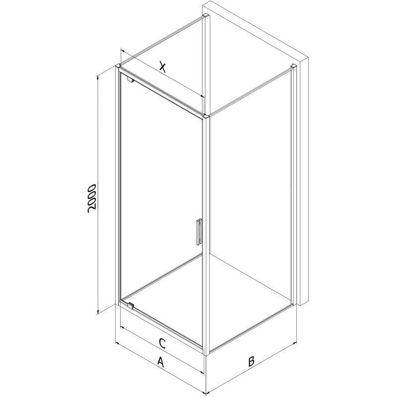 Mexen Exo-BR 3S kabina prysznicowa 3-ścienna uchylna 70 x 100 cm, transparent, czarna - 8181-070-100-70-00-3S