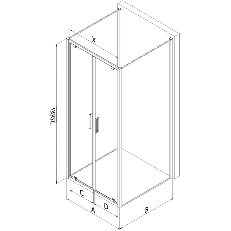Mexen Exo-BR Duo 3S 3-sidig duschkabin 80 x 85 cm, transparent, krom - 8182-080-085-01-00-3S