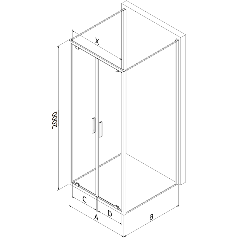 Mexen Exo-3S kabina prysznicowa 3-ścienna uchylna 100 x 70 cm, transparent, złota - 8182-100-070-50-00-3S