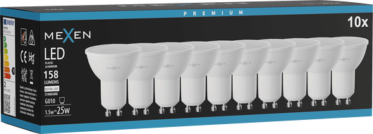Mexen Nova 10x LED pirn GU10, 1,5W, Neutraalne - 4000K, 158 lm - L107-GU10-0140-01x10