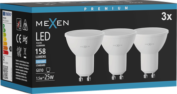 Mexen Nova 3x LED-pirn GU10, 1,5W, Külm - 6500K, 158 lm - L107-GU10-0165-01x03