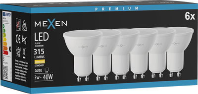 Mexen Nova 6x LED pirn GU10, 3W, Soe - 3000K, 315 lm - L107-GU10-0330-01x06