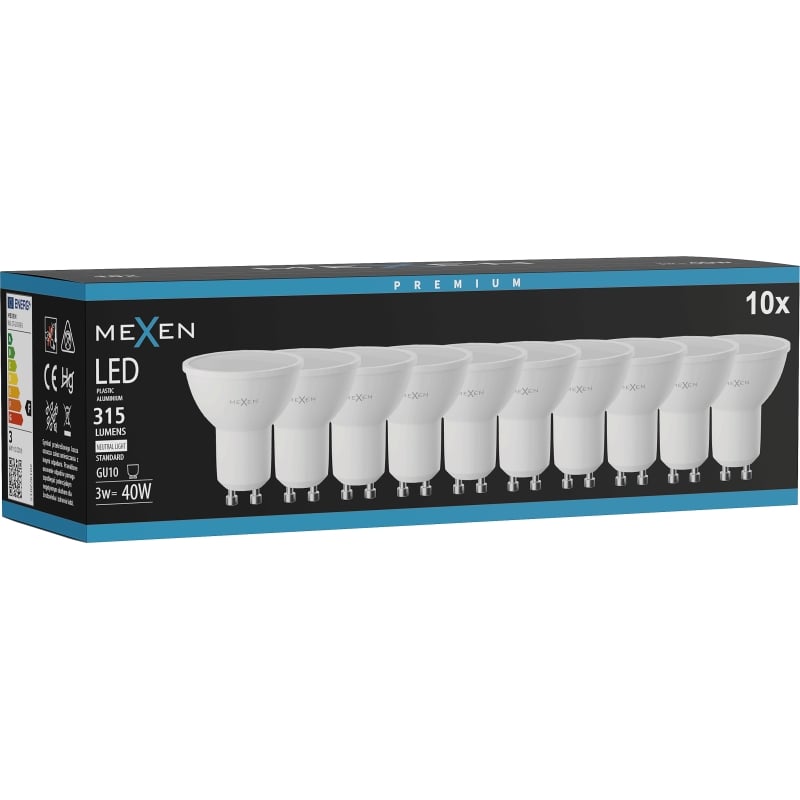 Mexen Nova 10x żarówka LED GU10, 3W, Neutralna - 4000K, 315 lm - L107-GU10-0340-01x10