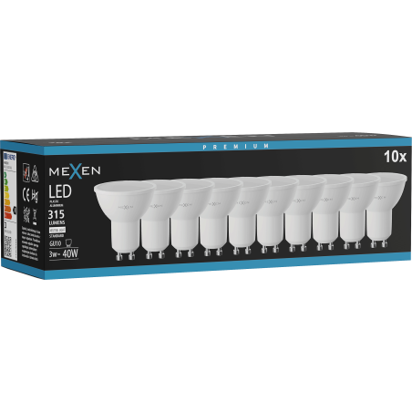 Mexen Nova 10x LED spuldze GU10, 3W, Neitrāla - 4000K, 315 lm - L107-GU10-0340-01x10