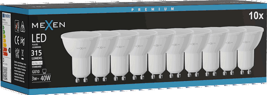 Mexen Nova 10x LED spuldze GU10, 3W, Neitrāla - 4000K, 315 lm - L107-GU10-0340-01x10