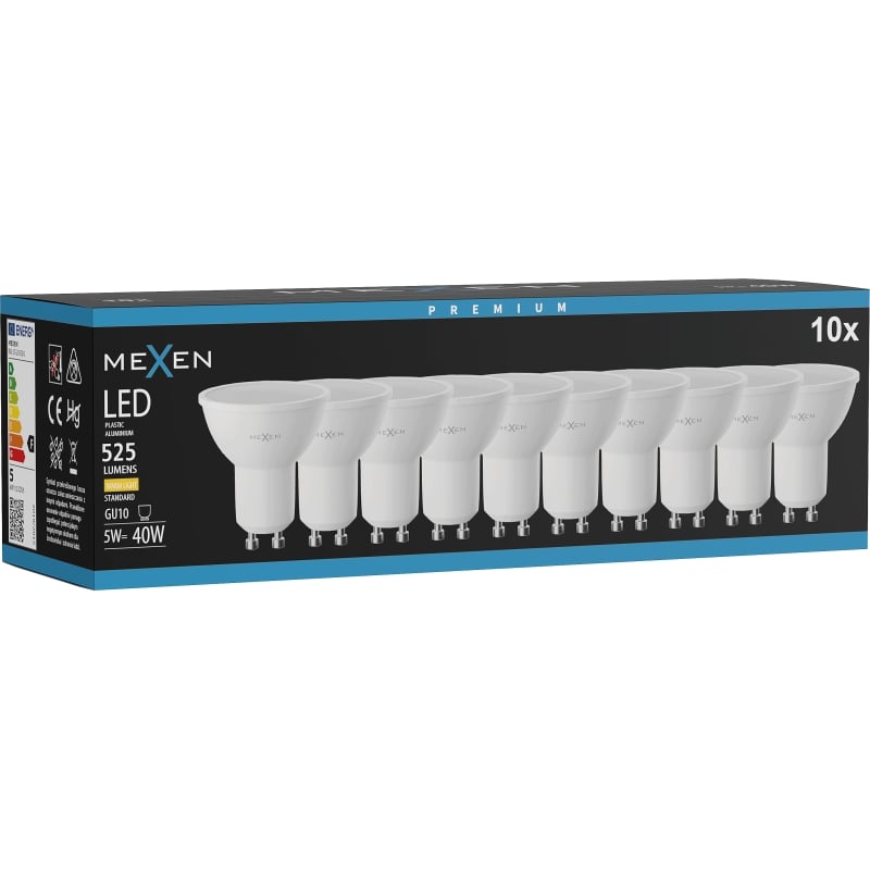 Mexen Nova 10x żarówka LED GU10, 5W, Ciepła - 3000K, 525 lm - L107-GU10-0530-01x10
