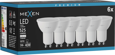 Mexen Nova 6x LED spuldze GU10, 5W, Neitrāla - 4000K, 525 lm - L107-GU10-0540-01x06