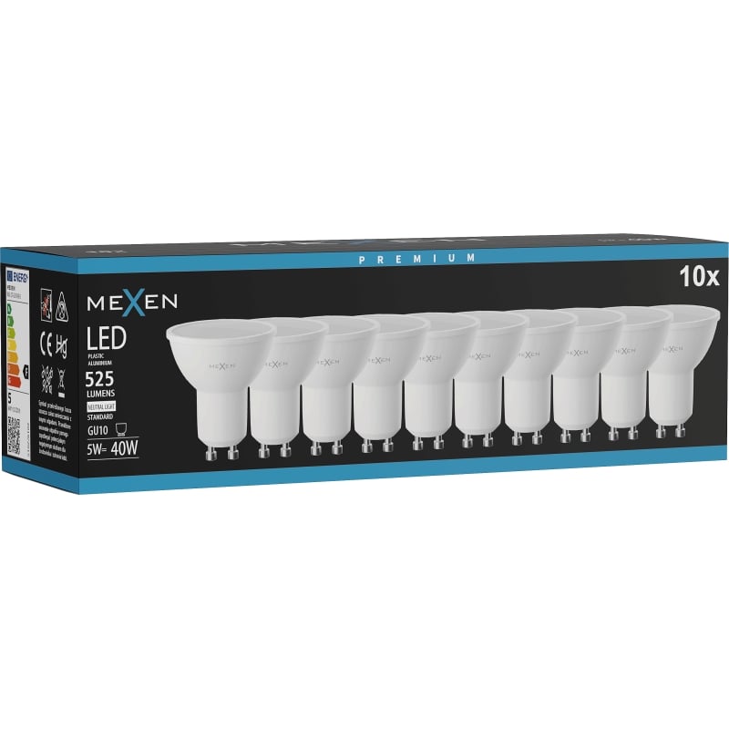 Mexen Nova 10x LED-lamp GU10, 5W, Neutraal - 4000K, 525 lm - L107-GU10-0540-01x10