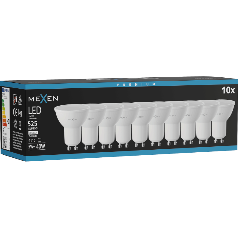 Mexen Nova 10x żarówka LED GU10, 5W, Neutralna - 4000K, 525 lm - L107-GU10-0540-01x10