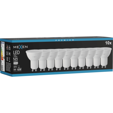 Mexen Nova 10x LED-lamp GU10, 5W, Neutraal - 4000K, 525 lm - L107-GU10-0540-01x10