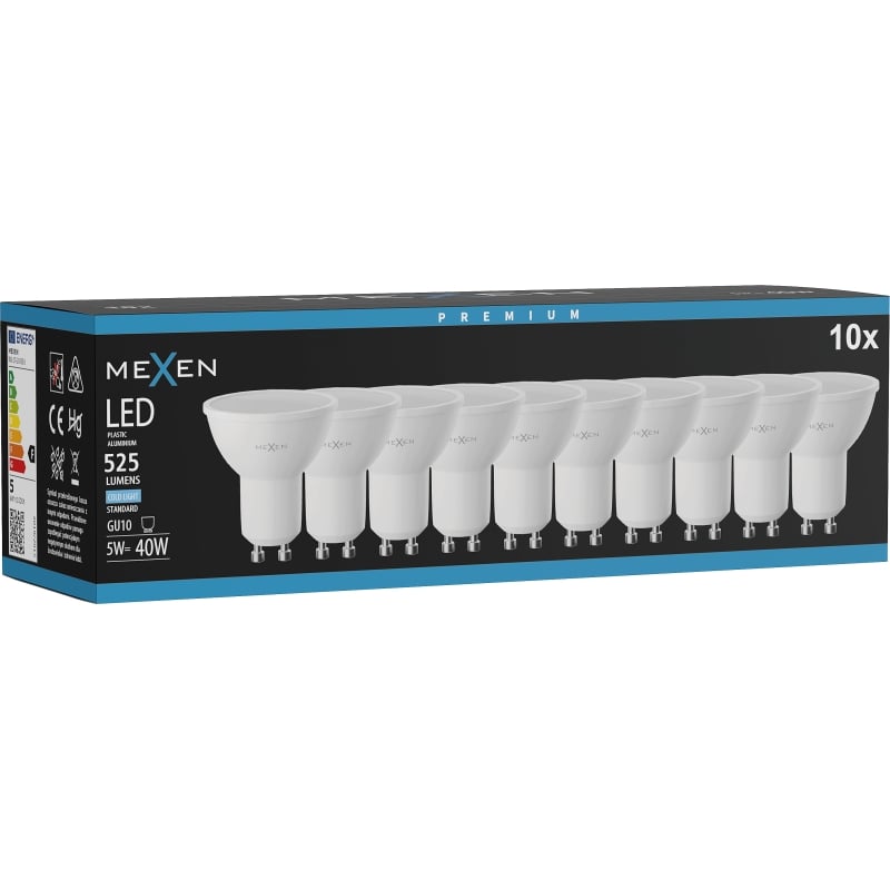 Mexen Nova 10x żarówka LED GU10, 5W, Zimna - 6500K, 525 lm - L107-GU10-0565-01x10