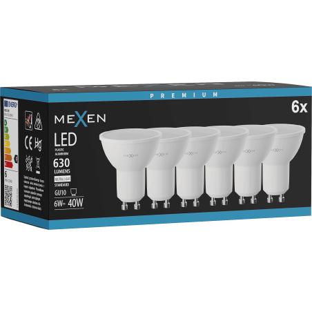 Mexen Nova 6x LED spuldze GU10, 6W, Neitrāla - 4000K, 630 lm - L107-GU10-0640-01x06
