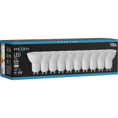 Mexen Nova 10x LED-lamppu GU10, 6W, Neutraali - 4000K, 630 lm - L107-GU10-0640-01x10