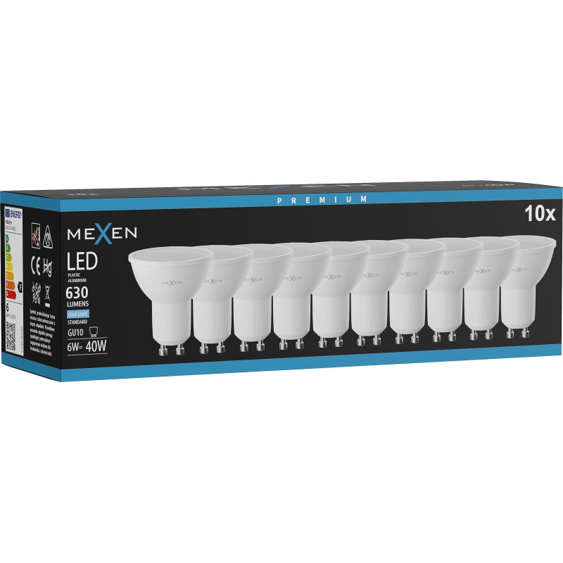 Mexen Nova 10x LED Žarulja GU10, 6W, Hladna - 6500K, 630 lm - L107-GU10-0665-01x10