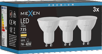 Mexen Nova 3x LED žarulja GU10, 7W, Topla - 3000K, 735 lm - L107-GU10-0730-01x03