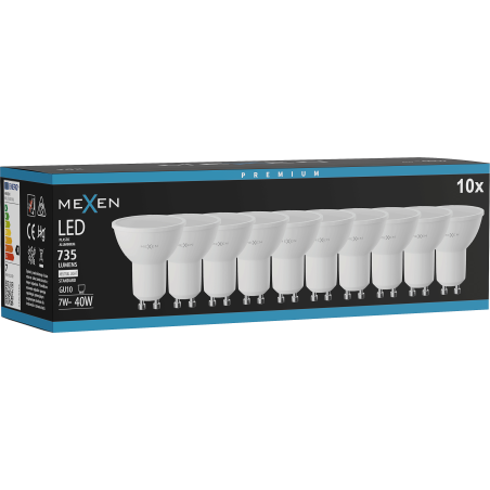 Mexen Nova 10x LED spuldze GU10, 7W, Neitrāla - 4000K, 735 lm - L107-GU10-0740-01x10