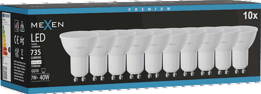Mexen Nova 10x żarówka LED GU10, 7W, Neutralna - 4000K, 735 lm - L107-GU10-0740-01x10