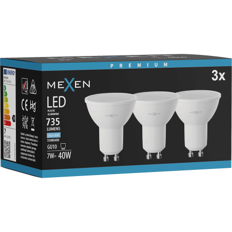 Mexen Nova 3x LED Bulb GU10, 7W, Cold - 6500K, 735 lm - L107-GU10-0765-01x03
