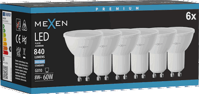 Mexen Nova 6x LED-pirn GU10, 8W, Külm - 6500K, 840 lm - L108-GU10-0865-01x06