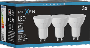 Mexen Nova 3x Lampadina LED GU10, 9W, Fredda - 6500K, 945 lm - L108-GU10-0965-01x03