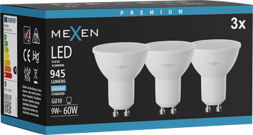 Mexen Nova 3x LED Lambipirn GU10, 9W, Külm - 6500K, 945 lm - L108-GU10-0965-01x03