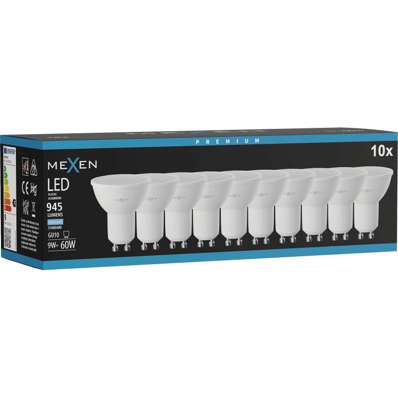 Mexen Nova 10x Lampadina LED GU10, 9W, Fredda - 6500K, 945 lm - L108-GU10-0965-01x10