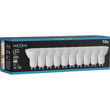 Mexen Nova 10x żarówka LED GU10, 10W, Neutralna - 4000K, 1055 lm - L108-GU10-1040-01x10