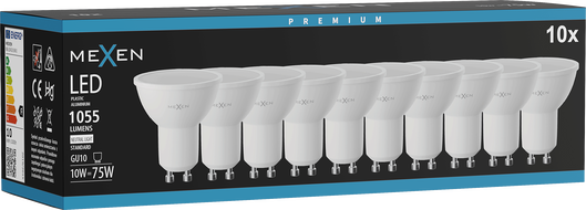 Mexen Nova 10x LED-pirn GU10, 10W, Neutraalne - 4000K, 1055 lm - L108-GU10-1040-01x10