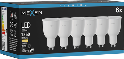 Mexen Nova 6x LED žarulja GU10, 12W, Toplo - 3000K, 1260 lm - L108-GU10-1230-01x06