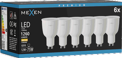 Mexen Nova 6x żarówka LED GU10, 12W, Ciepła - 3000K, 1260 lm - L108-GU10-1230-01x06