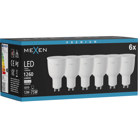 Mexen Nova 6x żarówka LED GU10, 12W, Neutralna - 4000K, 1260 lm - L108-GU10-1240-01x06