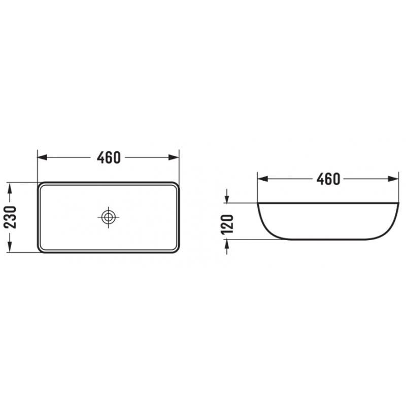 Mexen Klara lavatório de apoio 46 x 23 cm, preto mate - 21564685