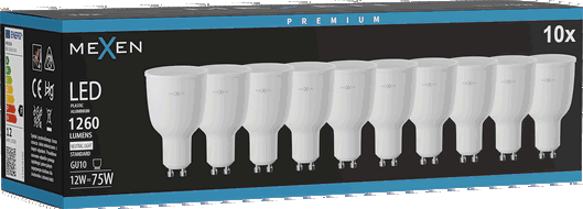 Mexen Nova 10x LED-lamppu GU10, 12W, Neutraali - 4000K, 1260 lm - L108-GU10-1240-01x10
