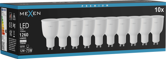 Mexen Nova 10x LED pirn GU10, 12W, Neutraalne - 4000K, 1260 lm - L108-GU10-1240-01x10