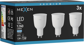 Mexen Nova 3x LED-lamp GU10, 12W, Külm - 6500K, 1260 lm - L108-GU10-1265-01x03