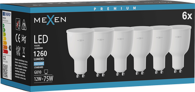 Mexen Nova 6x LED-pirn GU10, 12W, Külm - 6500K, 1260 lm - L108-GU10-1265-01x06